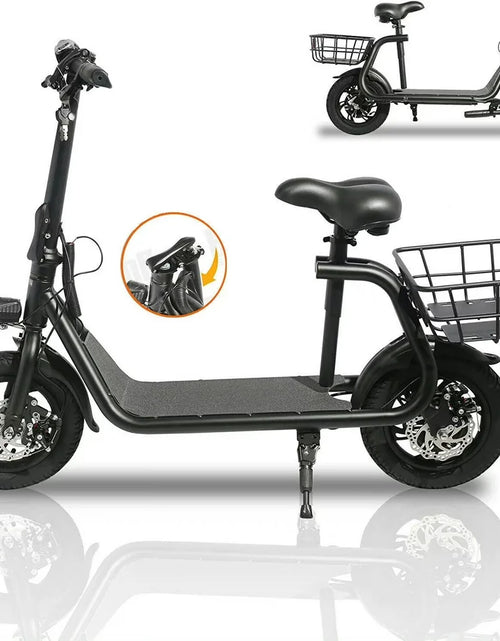 Load image into Gallery viewer, Lohoms 450W 36V Foldable Electric Scooters Bike, Adult Electric Moped Commuter Ebike Biycle Waterproof E-Scooter with Seat Basket 12 in Off-Road Tires, Black
