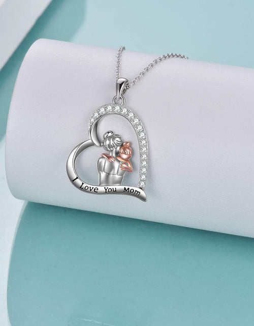 Load image into Gallery viewer, I Love You Mom Necklace Sterling Silver Mother Daughter Love Heart Necklace Jewelry Mothers Day Birthday Wedding for from Daughter
