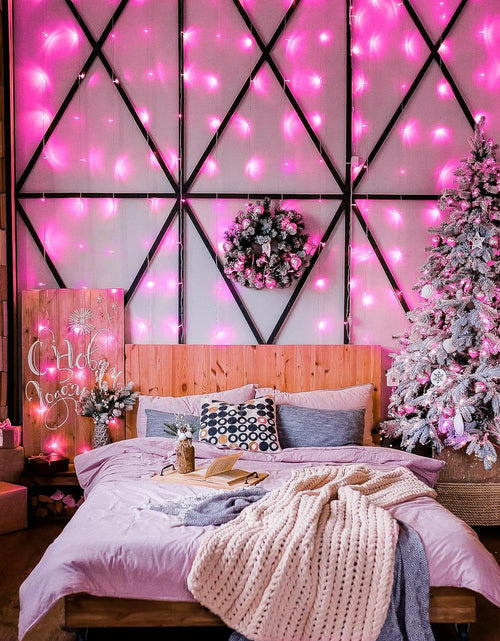 Load image into Gallery viewer, Pink Curtain Lights, Remote Control 300 LED Pink Curtain Lights 8 Modes Pink Valentine String Lights, Window Curtain Lights for Bedroom Wedding Party Backdrop Indoor Outdoor Room Decor(Pink)
