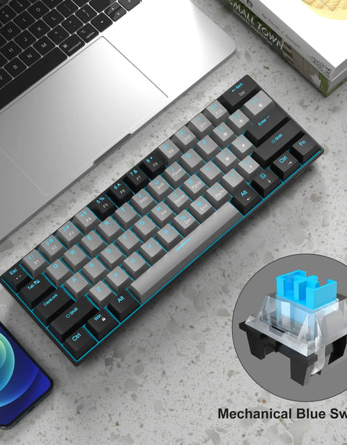 Load image into Gallery viewer, 60% Mechanical Keyboard, Gaming Keyboard with Blue Switches and Sea Blue Backlit Small Compact 60 Percent Keyboard Mecha
