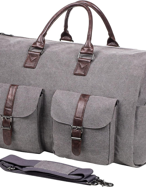 Load image into Gallery viewer, Carry on Garment Bag, Mens Garment Bag for Travel Business, Large Canvas Duffel Bag with Shoe Compartment -Grey
