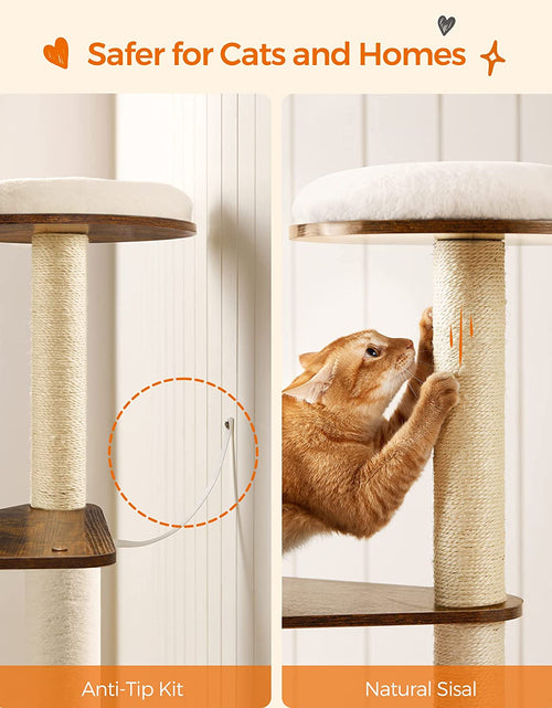 Load image into Gallery viewer, Woodywonders Cat Tree, 65-Inch Modern Cat Tower for Indoor Cats, Multi-Level Cat Condo with 5 Scratching Posts, Perch, Washable Removable Cushions, Cat Furniture, Rustic Brown UPCT166X01
