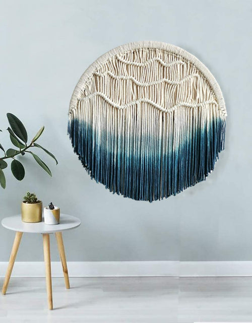 Load image into Gallery viewer, Macrame Wall Hanging Blue Macrame Wall Decor Large Living Room Home Wall Art,23.6&quot;
