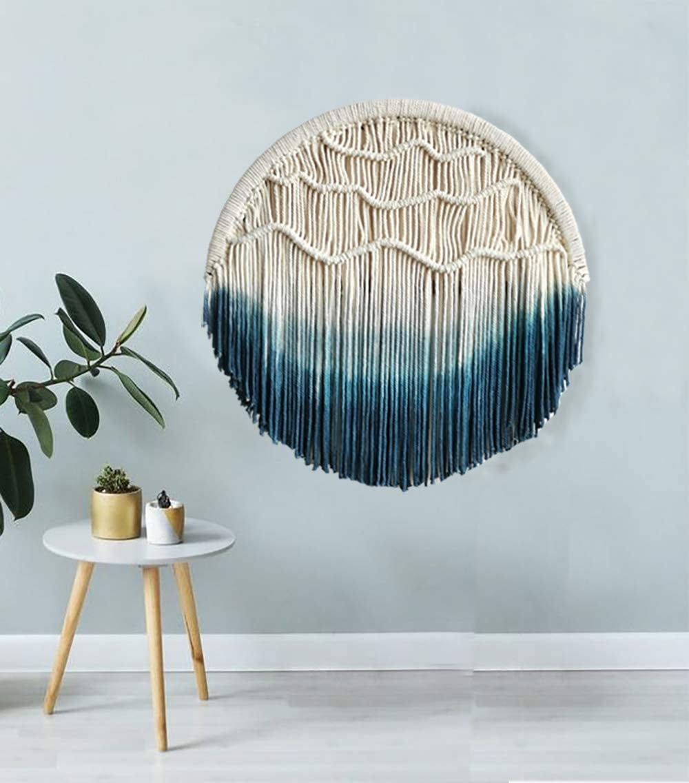 Macrame Wall Hanging Blue Macrame Wall Decor Large Living Room Home Wall Art,23.6"