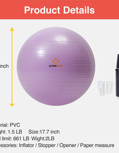 Load image into Gallery viewer, Exercise Ball for Balance Stability Fitness Workout Yoga Pilates at Home Office &amp; Gym with Inflator Pump
