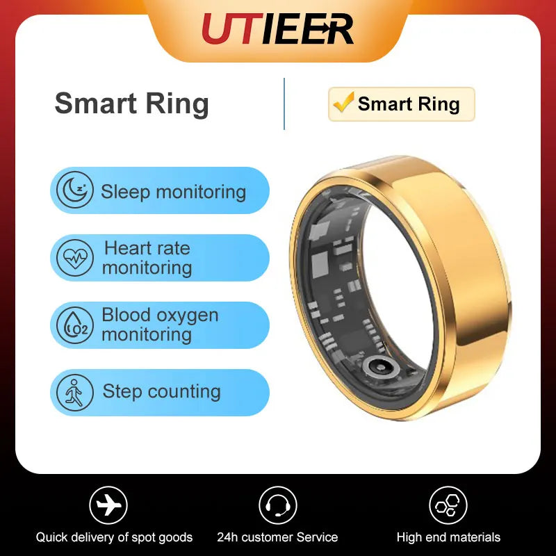 Smart Rings 2024 New Health Ring Men Women Sports Fitness Tracker Heart Rate Sleep Monitor Blood Oxygen Blood Pressure Bluetooth