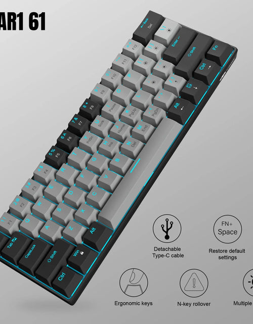 Load image into Gallery viewer, 60% Mechanical Keyboard, Gaming Keyboard with Blue Switches and Sea Blue Backlit Small Compact 60 Percent Keyboard Mecha
