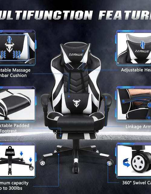 Load image into Gallery viewer, Gaming Chairs for Adults Black Recliner Computer Chair with Footrest Ergonomic PC Gaming Chair with Massage High Back Chair for Gaming Big and Tall Gamer Chair Large Computer Gaming Chair
