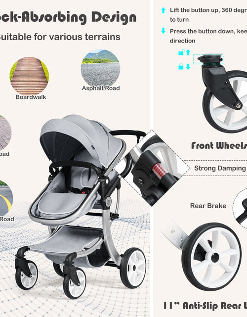 Load image into Gallery viewer, Babyjoy 2-In-1 Baby Stroller High Landscape Infant Stroller W/ Reversible Seat Grey
