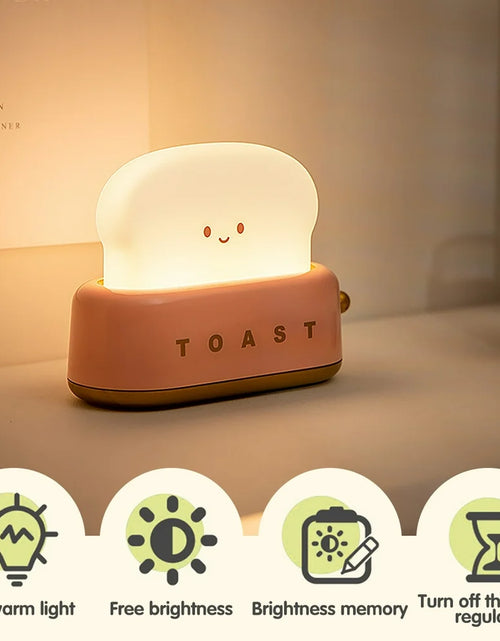 Load image into Gallery viewer, Cute Bread Night Light Usb Rechargable Desk Lamp Bedroom Bedside Sleep Light Reading Light for Office Bedroom Living Room
