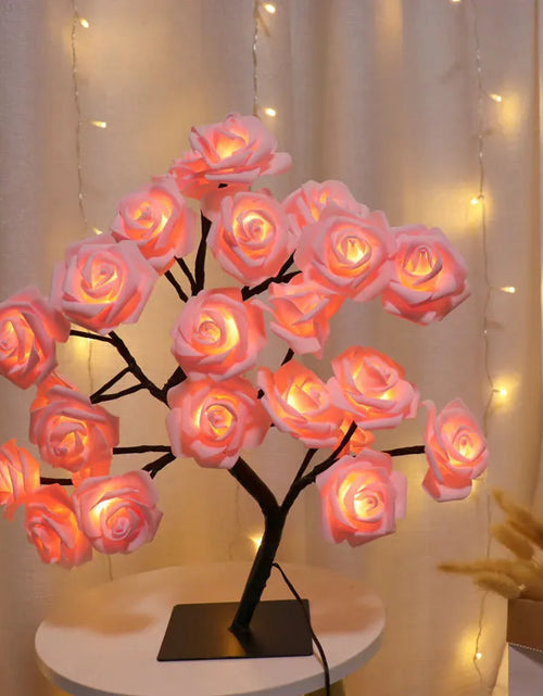 Load image into Gallery viewer, 24 LED Rose Tree Lights USB Plug Table Lamp Fairy Flower Night Light for Home Party Christmas Wedding Bedroom Decoration Gift
