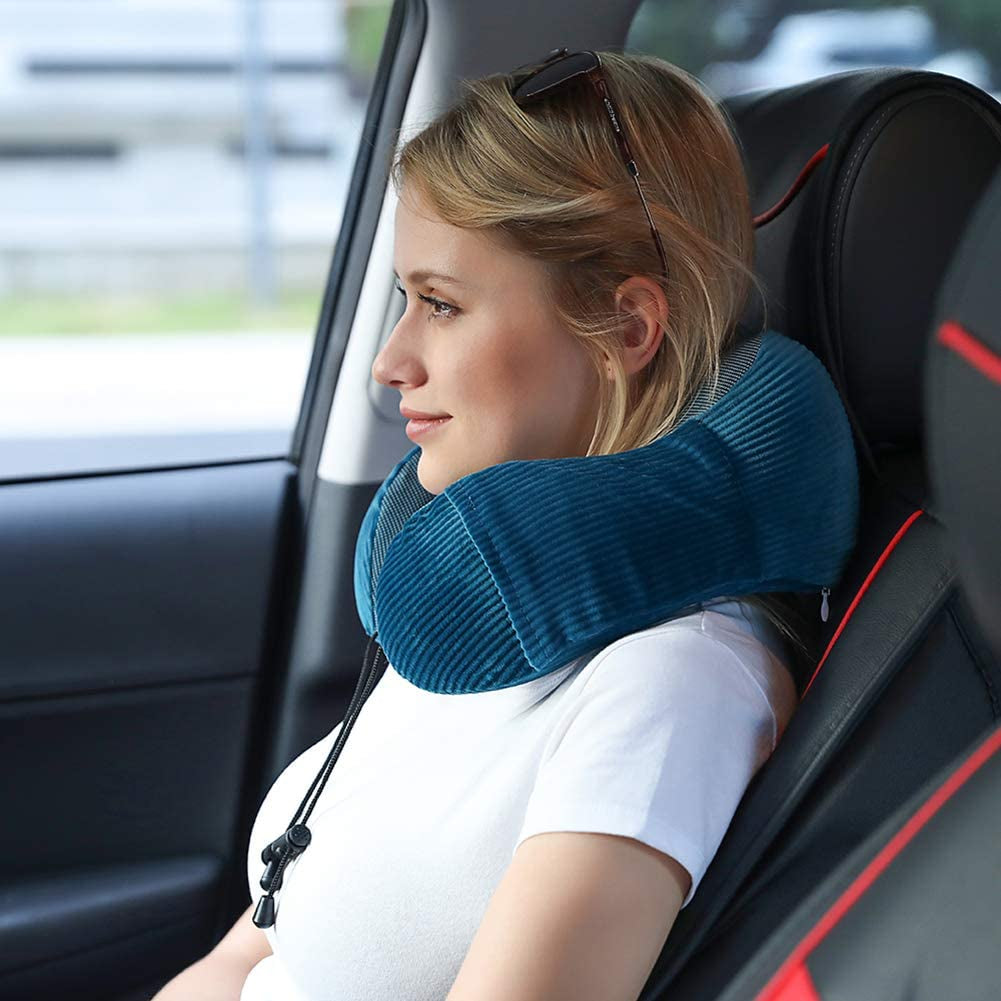 Travel Pillow, Memory Foam Neck Pillow with 360-Degree Head Support Comfortable Airplane Pillow with Storage Bag Lightweight Traveling Pillow for Sleeping, Car, Train, Bus and Home Use