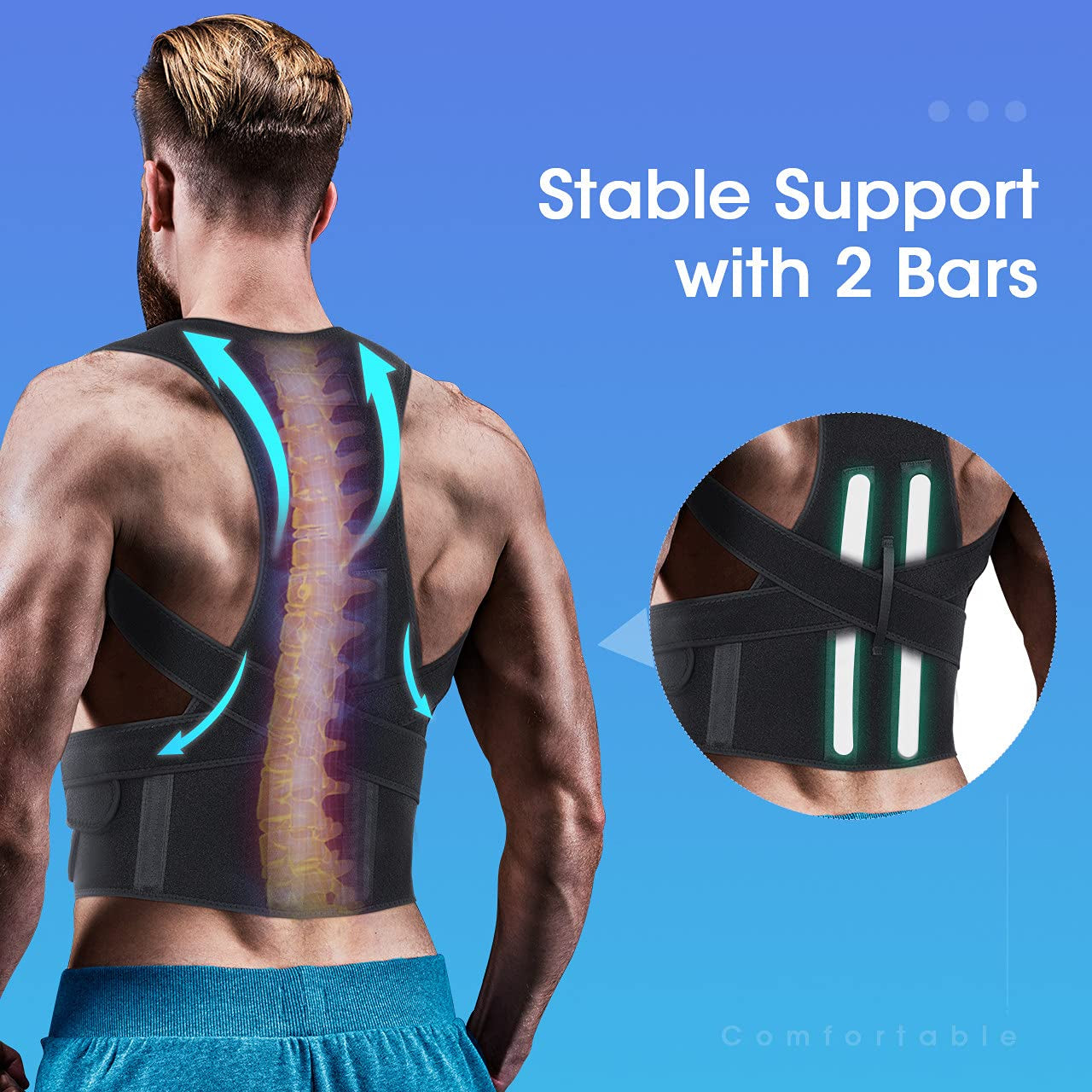 Posture Corrector for Women and Man, Back Brace Support Straightener, Shoulder Lumbar Adjustable Breathable Improve Posture, Neck, Pain Relief Black