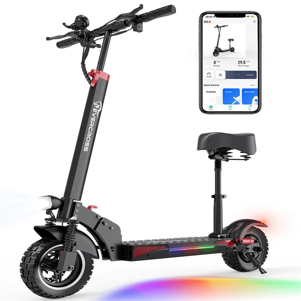 Electric Scooter with 10" Solid Tires, 800W Motor up to 28 MPH and 25 Miles Range, Folding Electric Scooter for Adults , Black