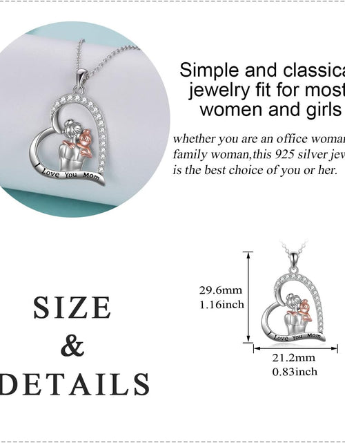 Load image into Gallery viewer, I Love You Mom Necklace Sterling Silver Mother Daughter Love Heart Necklace Jewelry Mothers Day Birthday Wedding for from Daughter
