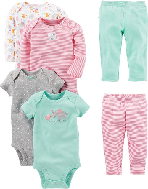 Load image into Gallery viewer, Baby Girls&#39; 6-Piece Bodysuits (Short and Long Sleeve) and Pants Set
