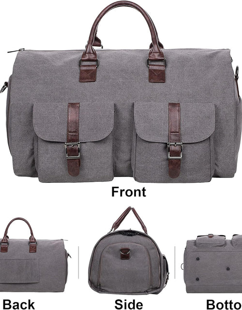 Load image into Gallery viewer, Carry on Garment Bag, Mens Garment Bag for Travel Business, Large Canvas Duffel Bag with Shoe Compartment -Grey
