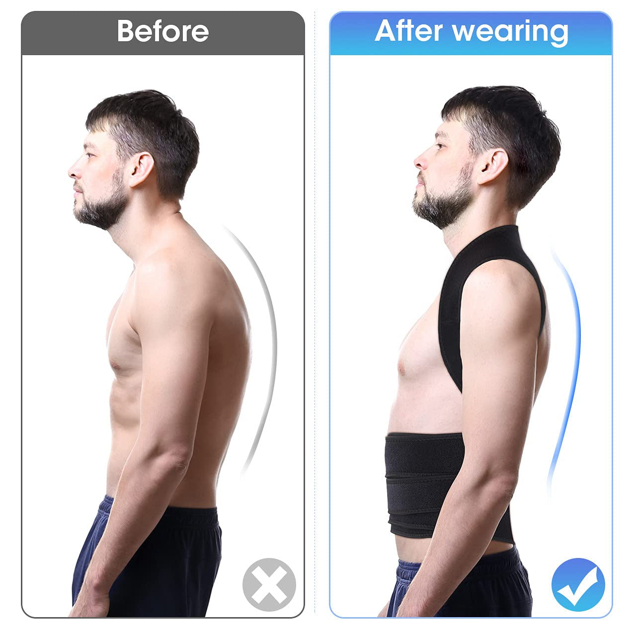 Posture Corrector for Women and Man, Back Brace Support Straightener, Shoulder Lumbar Adjustable Breathable Improve Posture, Neck, Pain Relief Black