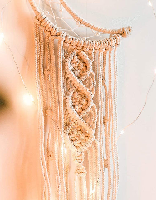 Load image into Gallery viewer, Girls Room Decor Moon Dream Catcher with Lights Boho Tapestry Macrame Wall Hanging Dreamcatcher Girl Wall Decor with Light Boho Tapestry Rope Art Room Decoration
