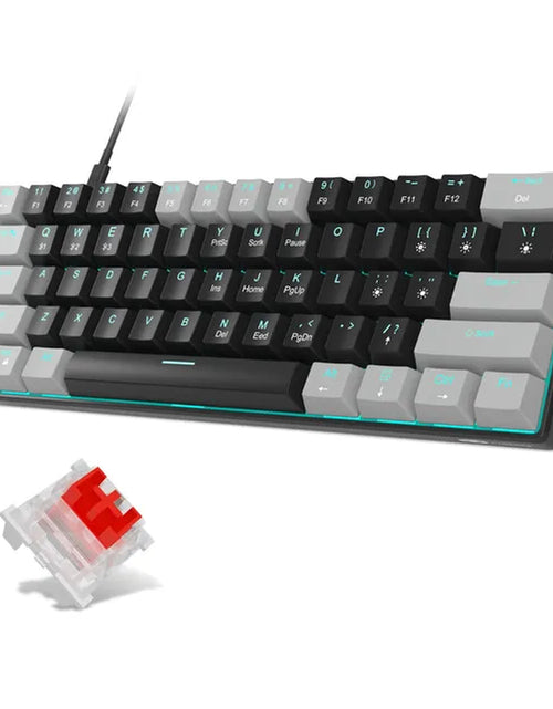 Load image into Gallery viewer, 60% Mechanical Keyboard, Gaming Keyboard with Blue Switches and Sea Blue Backlit Small Compact 60 Percent Keyboard Mecha
