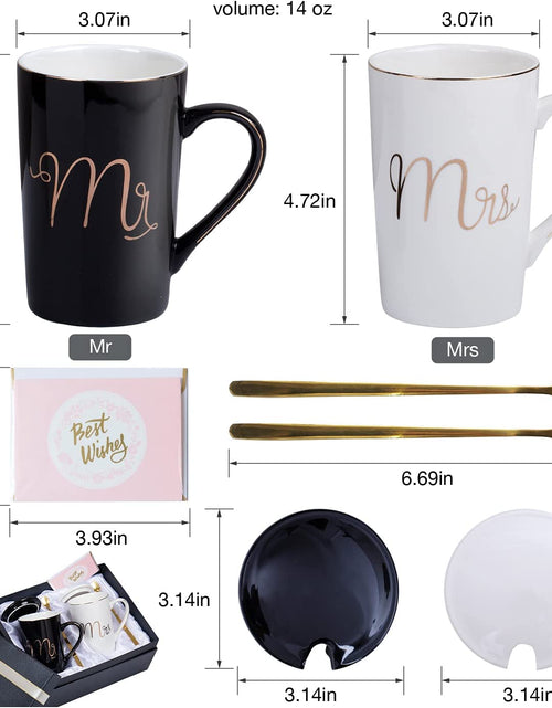 Load image into Gallery viewer, Mr and Mrs Coffee Mugs Set - Unique Wedding Gifts for Bride and Groom - His and Hers Anniversary Present Husband and Wife -Engagement Gifts for Him Her for Parents for Valentine&#39;S Day
