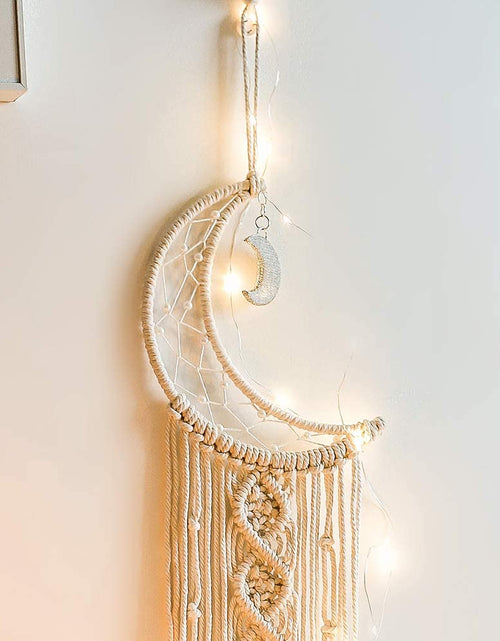 Load image into Gallery viewer, Girls Room Decor Moon Dream Catcher with Lights Boho Tapestry Macrame Wall Hanging Dreamcatcher Girl Wall Decor with Light Boho Tapestry Rope Art Room Decoration
