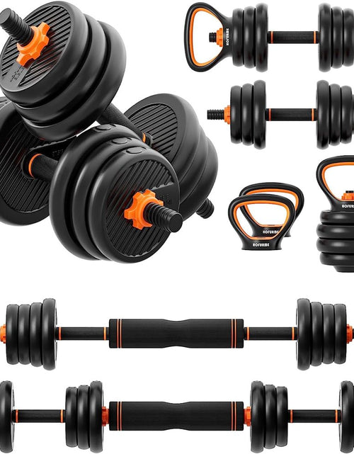 Load image into Gallery viewer, Adjustable Dumbbell Set, 55/77 Lbs Free Weights Dumbbells, Barbell, Kettlebell and Push-Up, Home Gym Fitness Workout Equipment
