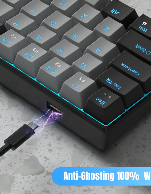 Load image into Gallery viewer, 60% Mechanical Keyboard, Gaming Keyboard with Blue Switches and Sea Blue Backlit Small Compact 60 Percent Keyboard Mecha
