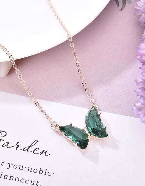 Load image into Gallery viewer, New Korean Super Fairy for Girls Women Fantasy Glass Crystal Butterfly Pendant Necklace Clavicle Chain Popular Necklaces Gift
