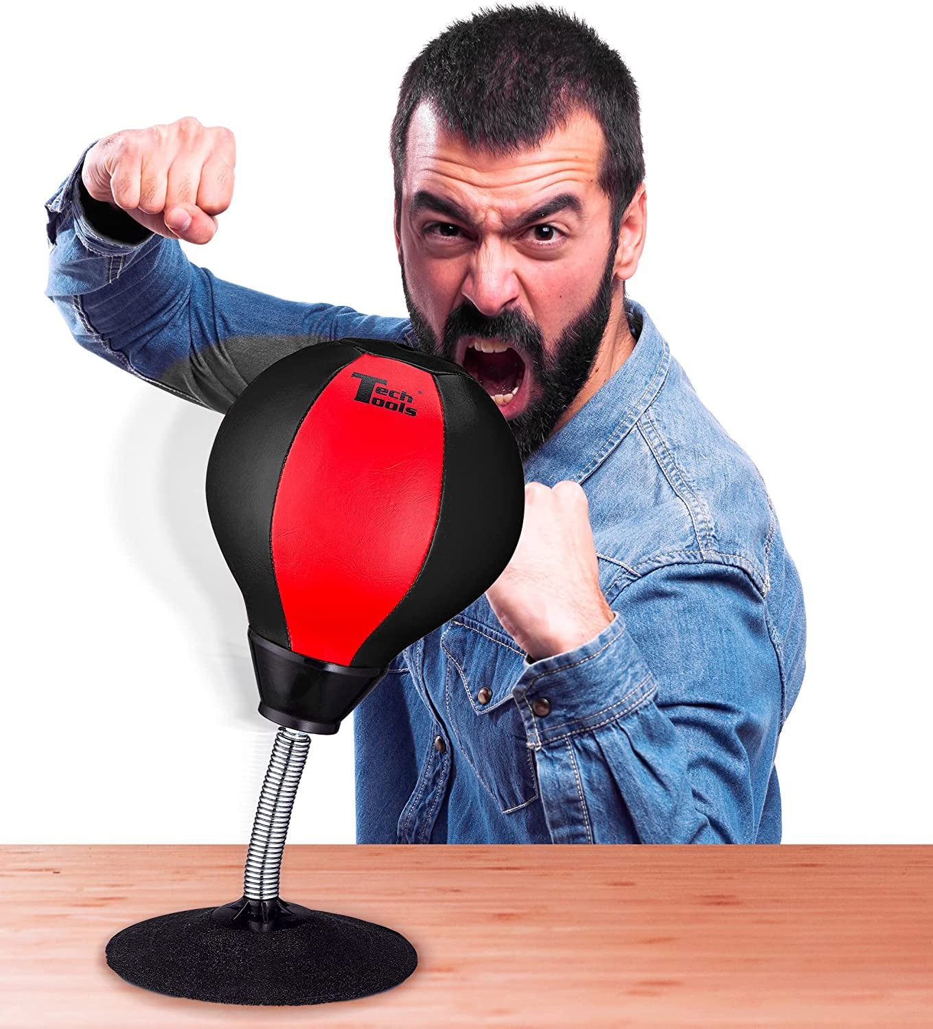 Desktop Punching Bag - Suctions to Your Desk, Heavy Duty Stress Relief Boxing Bag, Funny Office White Elephant Gifts for Boss or Coworker