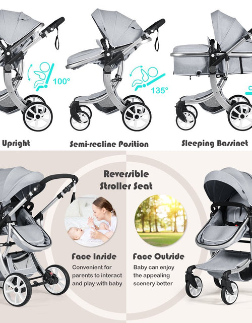 Load image into Gallery viewer, Babyjoy 2-In-1 Baby Stroller High Landscape Infant Stroller W/ Reversible Seat Grey
