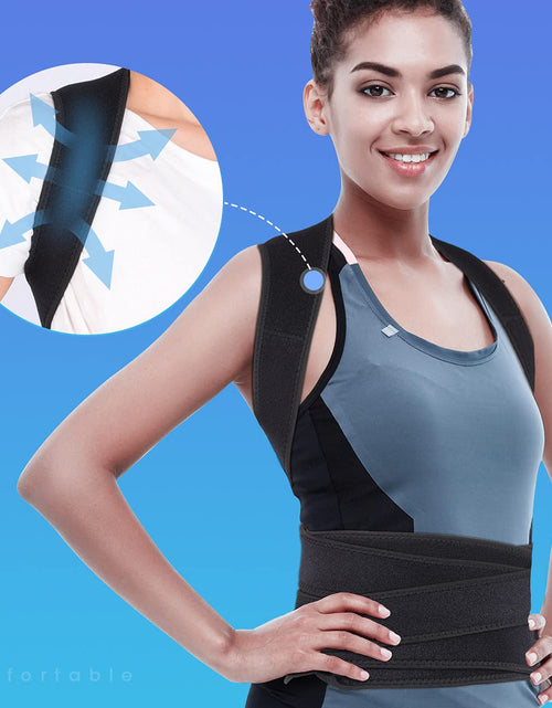 Load image into Gallery viewer, Posture Corrector for Women and Man, Back Brace Support Straightener, Shoulder Lumbar Adjustable Breathable Improve Posture, Neck, Pain Relief Black
