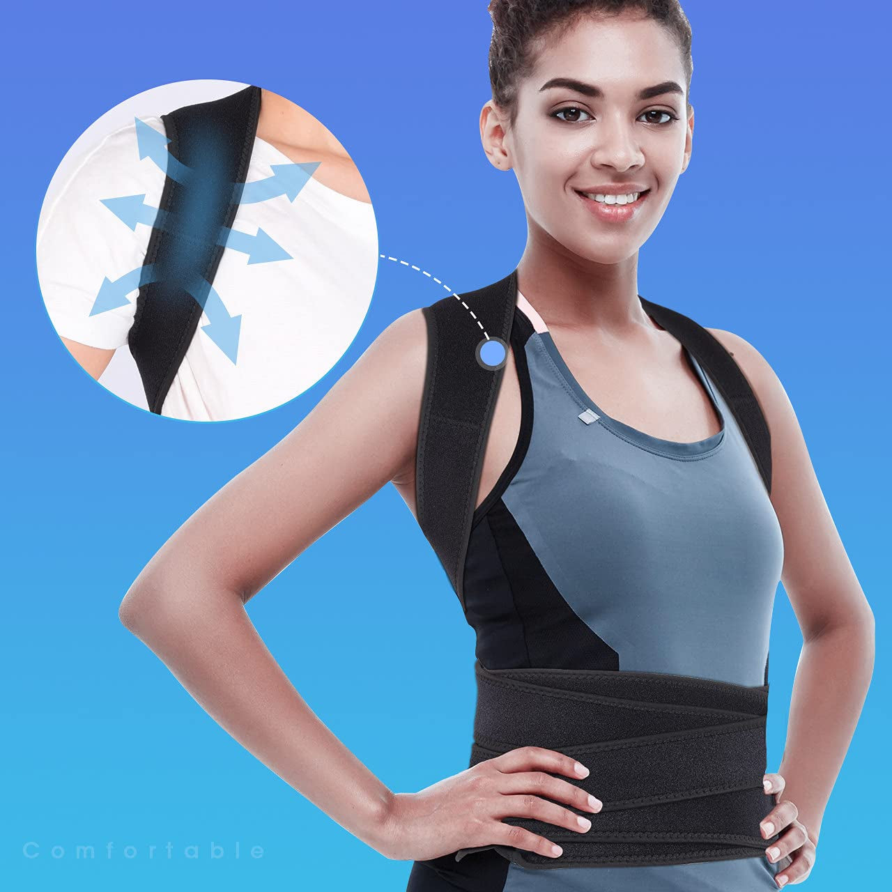 Posture Corrector for Women and Man, Back Brace Support Straightener, Shoulder Lumbar Adjustable Breathable Improve Posture, Neck, Pain Relief Black