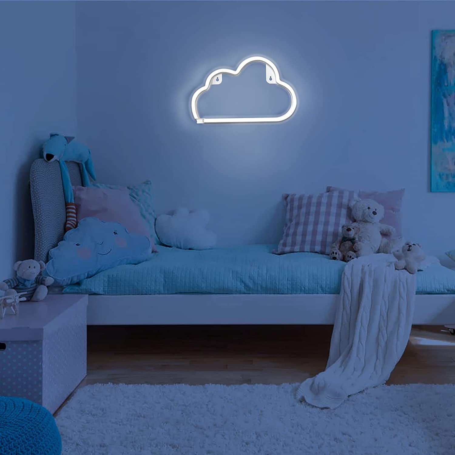 Cloud Neon Signs, LED Cloud Neon Light for Wall Decor, Battery or USB Powered Cloud Sign Shaped Decoration Wall Lights for Bedroom Aesthetic Teen Girl Kid Room Christmas Birthday Wedding Party White