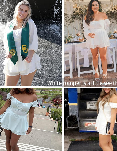 Load image into Gallery viewer, Women Boho Romper off Shoulder Ruffle Chiffon Shorts Jumpsuit Playsuit
