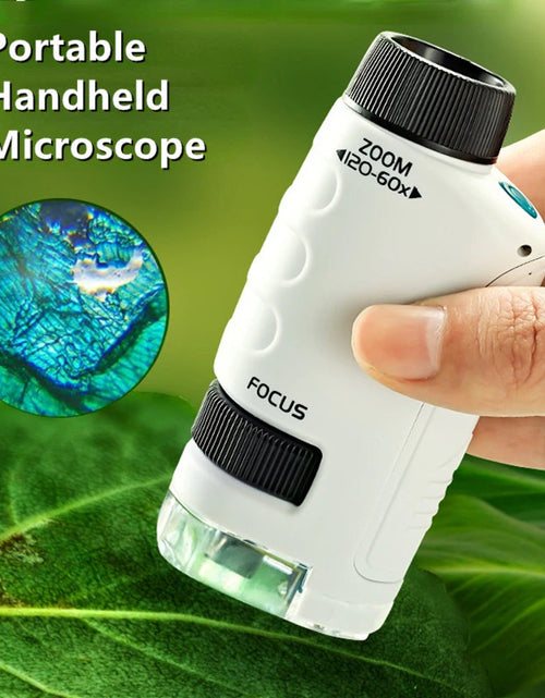 Load image into Gallery viewer, Pocket Microscope Kids Science Toy Kit 60-120X Educational Mini Handheld Microscope with LED Light Outdoor Children Stem Toy
